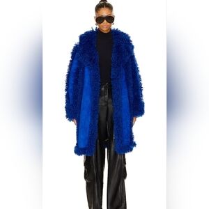 Maximalist blue fleece and faux suede coat OW collective sz M